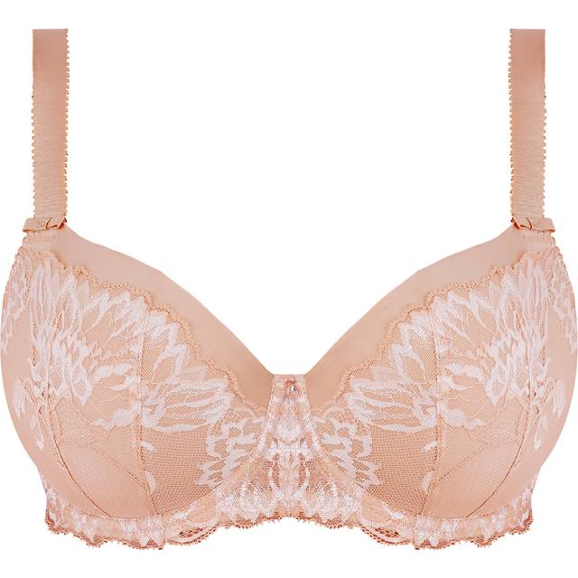 Women's underwired plunge padded bra Fantasie Aubree - Beige - 90F