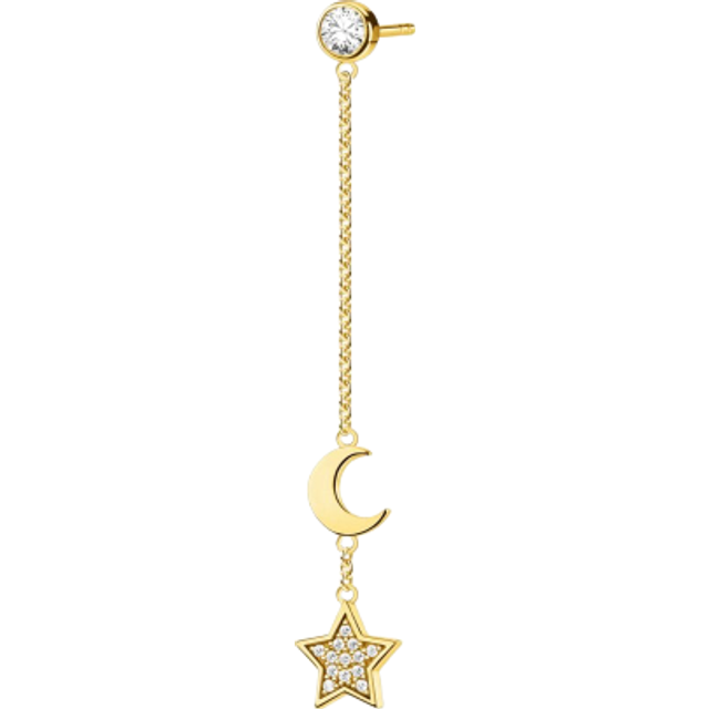 Thomas Sabo Single earring star and moon gold white H2151-414-14 - yellow gold-coloured/white - one size