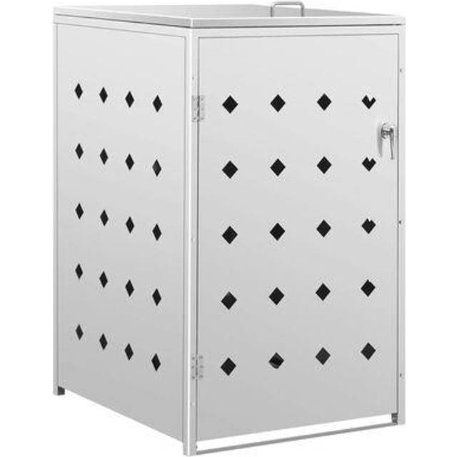 vidaXL Single Wheelie Bin Shed 240 L Stainless Steel - Silver