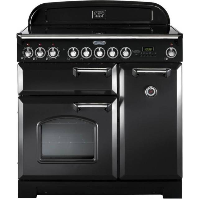 Rangemaster Classic Deluxe CDL90ECCB/C 90cm Charcoal Black & Chrome Ceramic Range Cooker