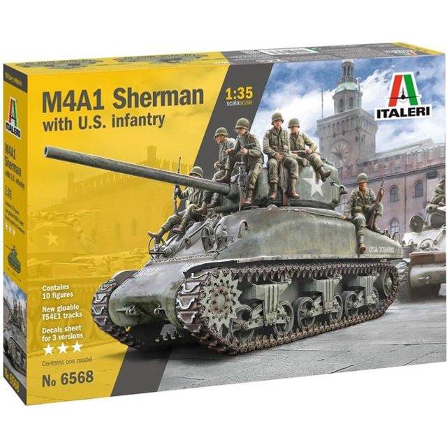 Italeri 6568 - M4a1 Sherman With U.s. Infantry / 1:35