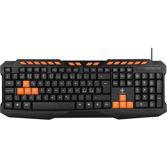DELTACO GAMING tangentbord med anti-ghosting, USB, nordisk layout, svart/orange