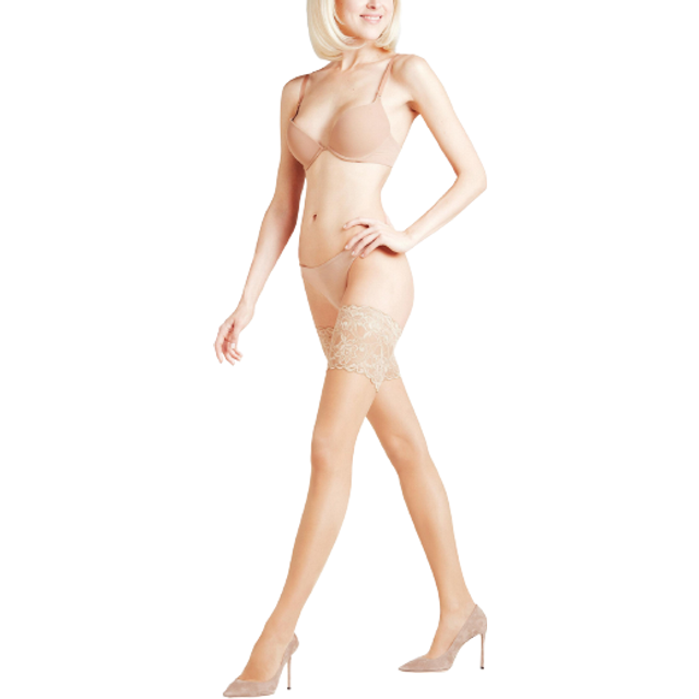 Falke Lace-Trim Seidenglatt 15 Stay-Ups - Nude