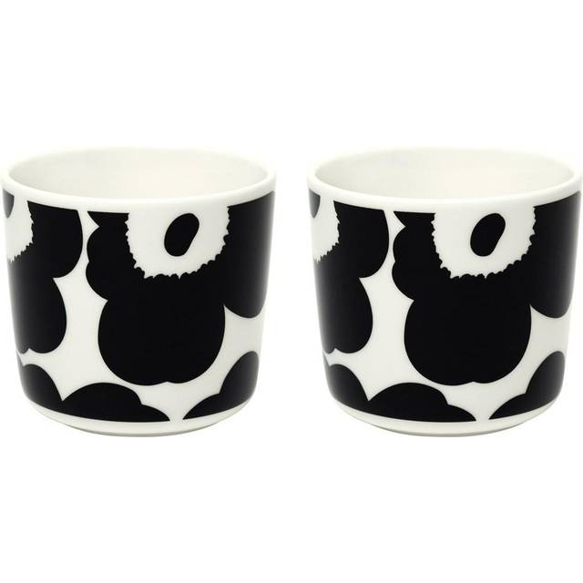 Marimekko Unikko kopp utan öra 20 cl 2-pack Vit-svart - Svart