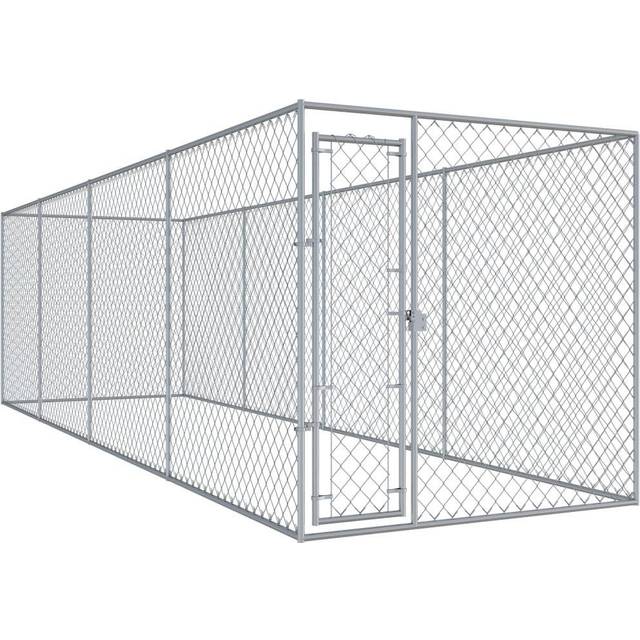 vidaXL Outdoor Dog Kennel 760x192x185 cm - Silver