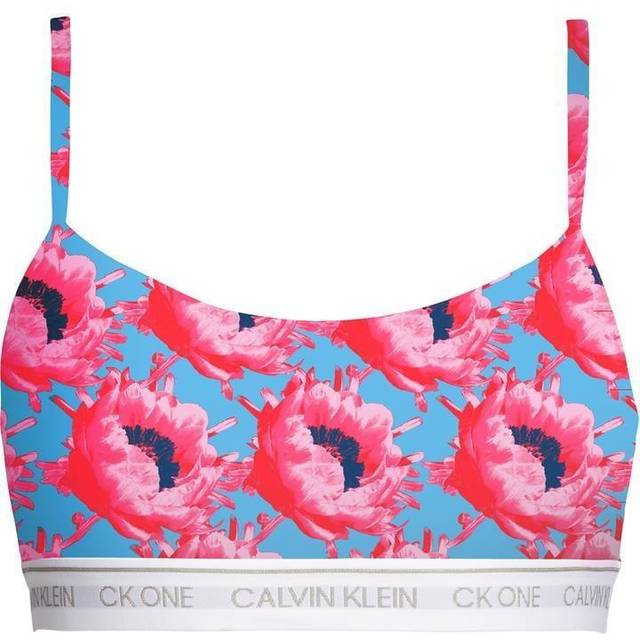 Calvin Klein Floral Print Prosper Pink Smoothie String Bralette - S
