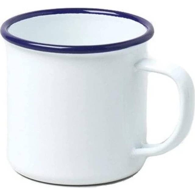 Falcon housewares traditional retro classic enamel steel mug - white & blue trim