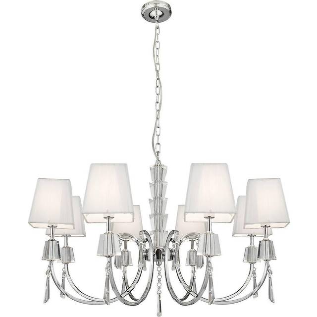 Searchlight 6888-8CC Portico Chrome Glass 8 Light Pendant - White Stri