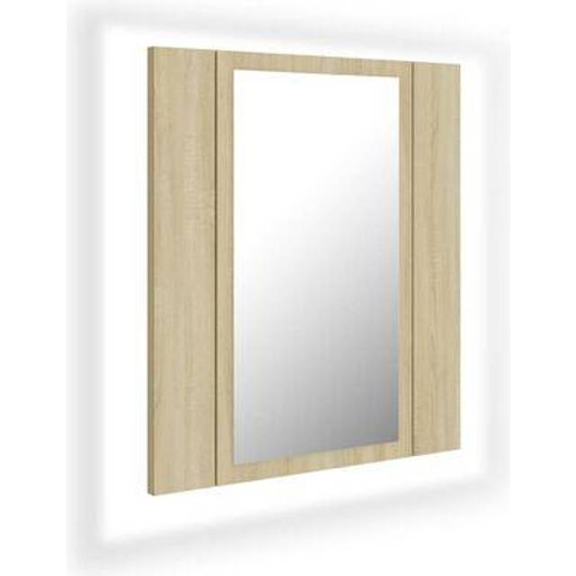 vidaXL LED Bathroom Mirror Cabinet Sonoma Oak 40x12x45 cm Acrylic Wall Mirror