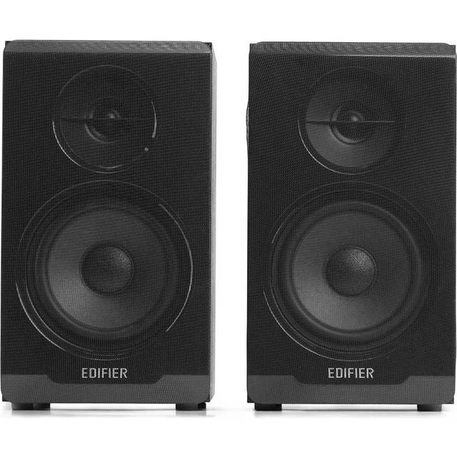 EDIFIER Studio R33BT – kompakt 2.0 hyllsystem i äkta trähölje (MDF) med Bluetooth 5.0, AUX-anslutning och kontroller på den aktiva högtalaren, svart