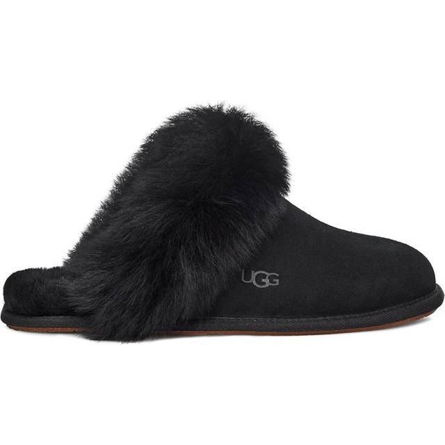 Scuff Sis Slippers - BLACK - Scuff by name, fluffy by nature – the UGG® Scuff Sis slipper is super comfortable thanks to a shearling-lined interior. Designed in a classic slip-on style, team the soft suede finish with crisp cotton loungewear and kick back.