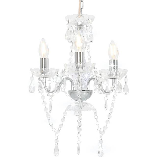 vidaXL Chandelier with Beads Black Round 3 x E14