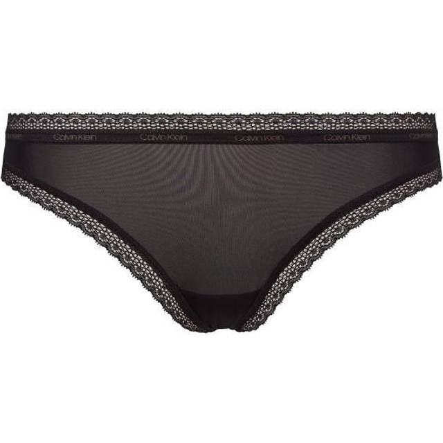Calvin Klein Womens Black Bottoms Up Mid-rise Stretch-jersey Thong Xl - BLACK