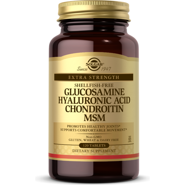 Solgar Glucosamine Hyaluronic Acid Chondroitin MSM Shellfish Free 120 Tablets
