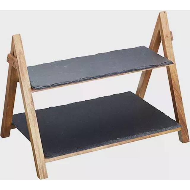 Artesa Two Tier Slate Serving Stand - Black