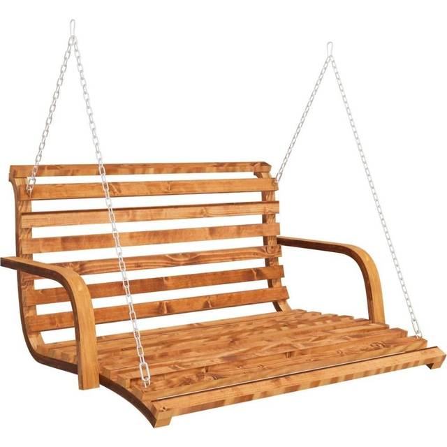 Swing Bench Solid Bent Wood with Teak Finish 126x63x92 cm - Vidaxl