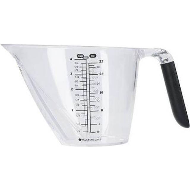MasterClass Angled Measuring Jug, Clear BPA Free Plastic Jug with Handle (1 L)