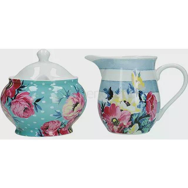 Clovelly Porcelain Sugar Bowl and Creamer Set - Blue - One Size
