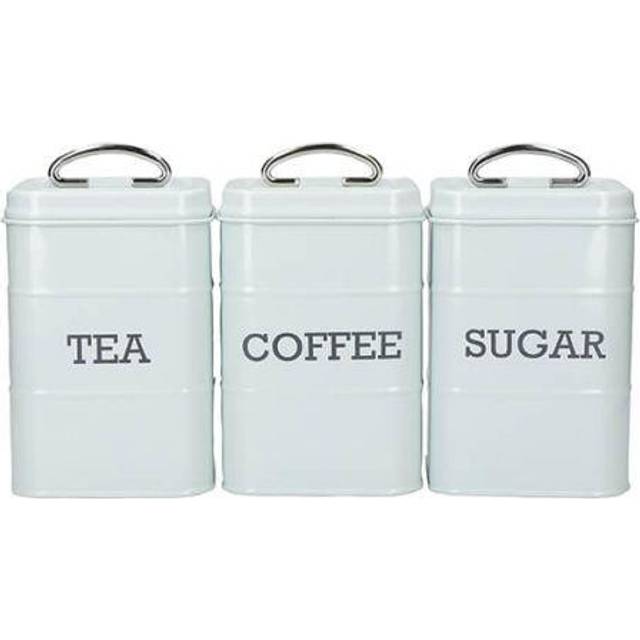 Vintage Blue Tea, Coffee and Sugar Canisters in Gift Box, Steel - One Size