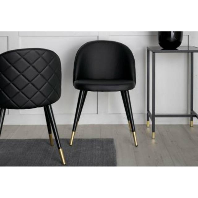 Matstol Venture Home Velvet Svart/Mässing