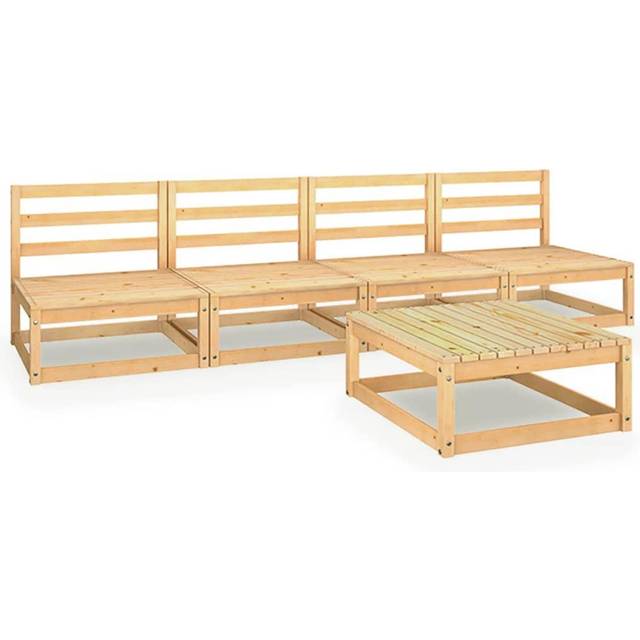 vidaXL 5 Piece Garden Lounge Set White Solid Wood Pine
