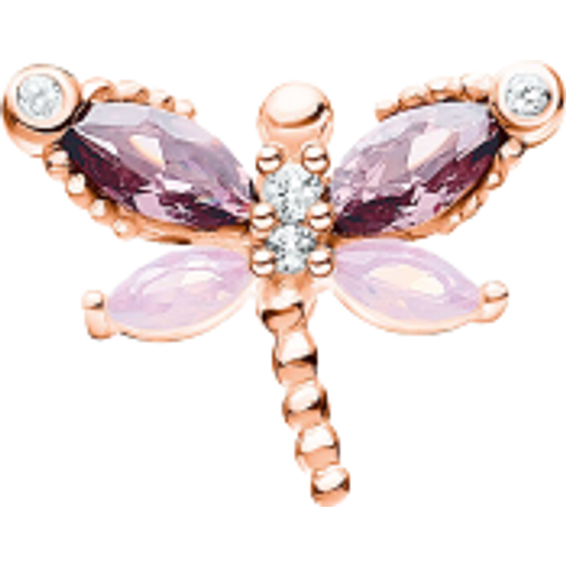 Thomas Sabo H2188-321-7 Charm Club örhänge, piercing i form av en fjäril med stenar, 925 Sterlingsilver förgylld i roséguld, cirkon