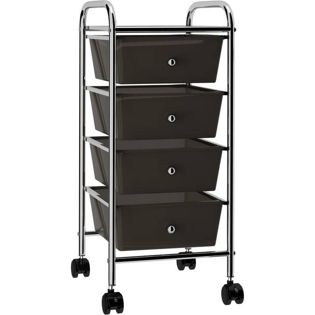 vidaXL 4-Drawer Mobile Storage Trolley Pink Plastic - pink