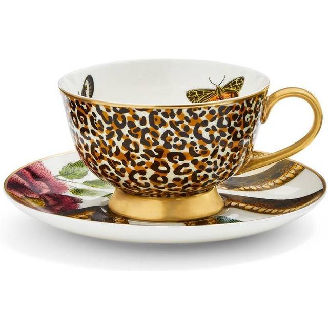 Creatures of Curiosity Dark Teacup & Saucer - Black;Cream (260ml)