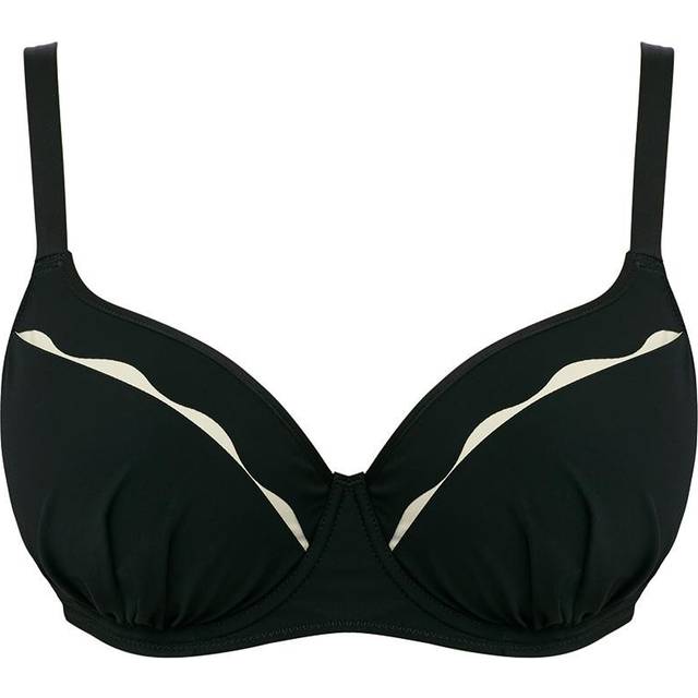 Fantasie swimwear sainte maxime gathered moulded bikini top black/cream 6232