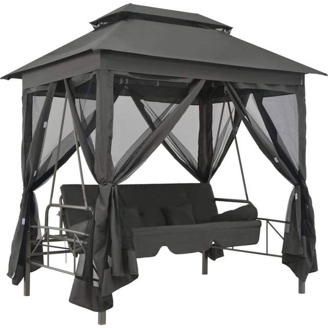 Paviljong med hammock kaffebrun