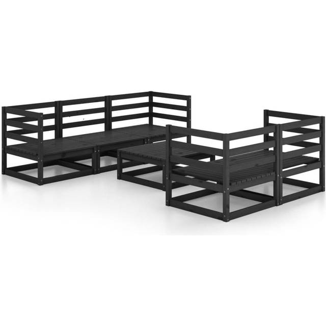 vidaXL 6 Piece Garden Lounge Set Solid Pinewood - Brown