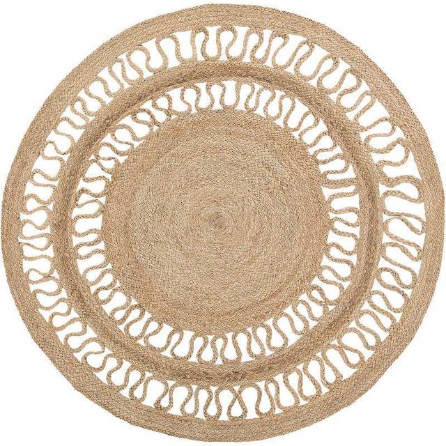 Round Area Rug Braided Ã¸ 120 cm Beige DIKILI