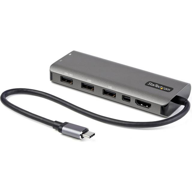 StarTech.com USB C Multiport Adapter, USB-C to HDMI or Mini DisplayPort 4K 60Hz, 100W Power Delivery Pass-Through, 4-Port 10Gbps USB Hub, USB Type-C