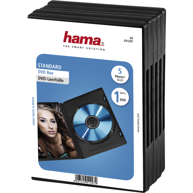 Hama Standard DVD Jewel Case, pack of 5, transparent