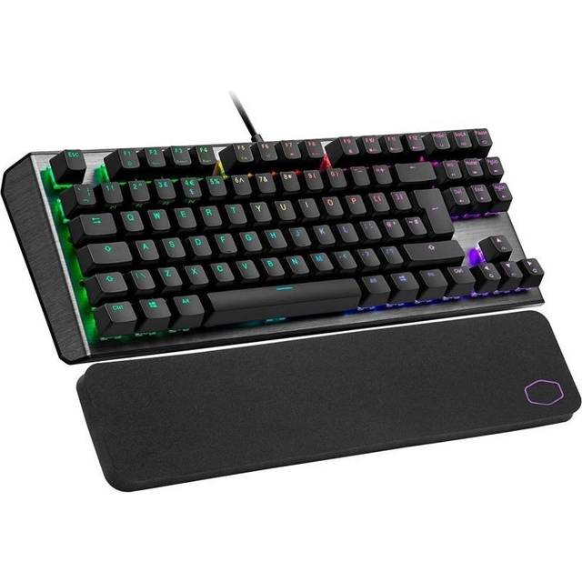 Cooler Master CK530 V2 Tenkeyless Mechanical Gaming Keyboard - Per-Key RGB Backlighting, On-the-Fly Controls, Aluminium Top Plate and Wrist Rest Included - UK Layout/Red Switches