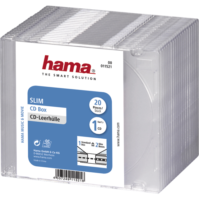 Hama Slim CD Box, pack of 20, black, value pack