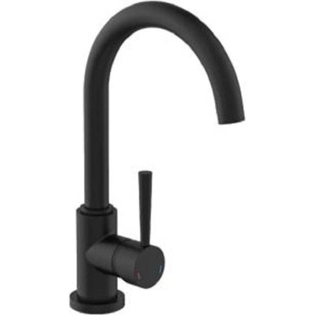 SCHÃTTE Sink Mixer with High Round Spout Low Pressure Black Matt Faucet Tap