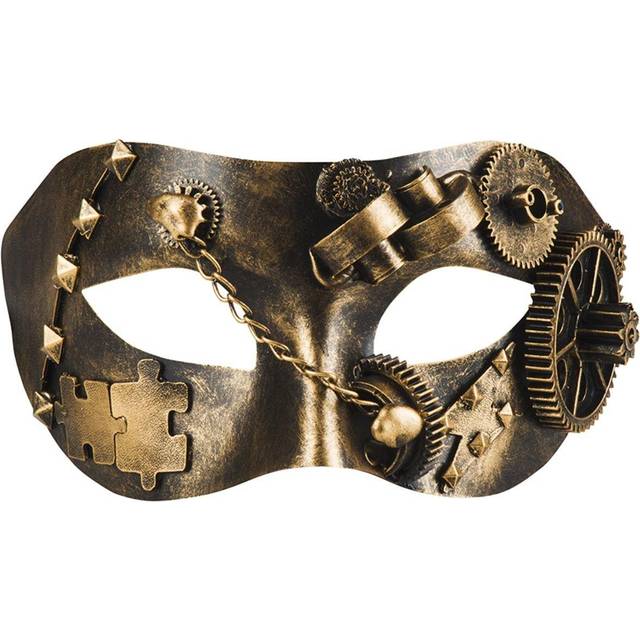Boland 00209 – ögonmask, steampunk, retromask i bronzelook, med kugghjul, kedjor och nitar, tillbehör, kostym, karneval, temafest, halloween