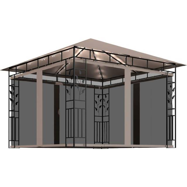 Vidaxl Gazebo With Mosquito Net&led String Lights 3x3x2.73 M Cream