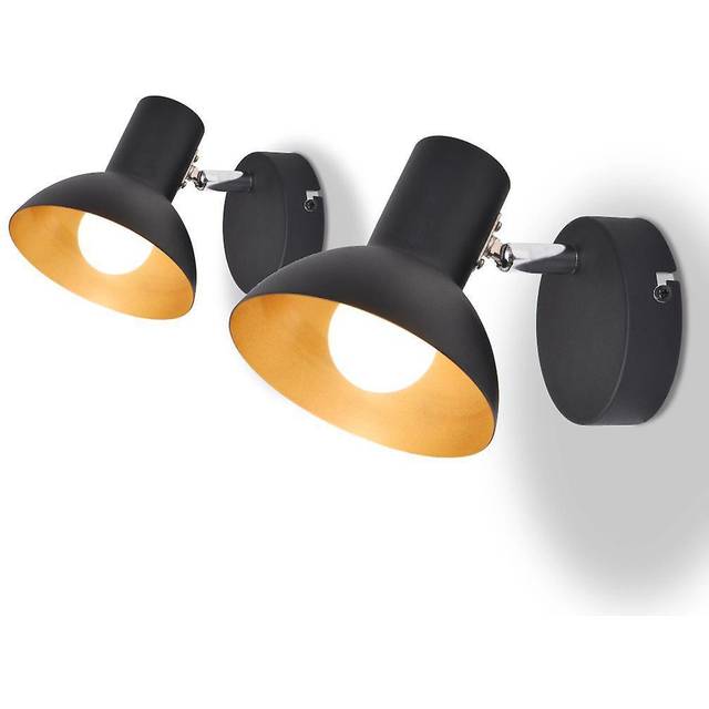 Wall Lamps 2 pcs for 2 Bulbs E27 Black and Gold Vidaxl