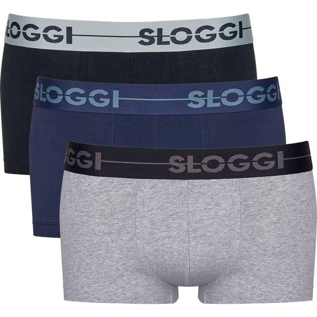 Mens sloggi 3 pack blue grey black mix go hipster trunks size 38 waist