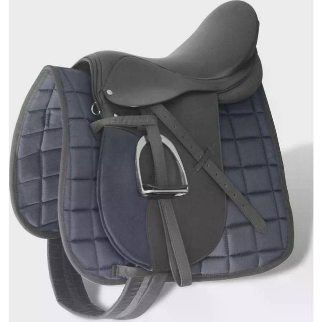 vidaXL Horse Riding Saddle Set 17.5" Real Leather Brown 18 cm