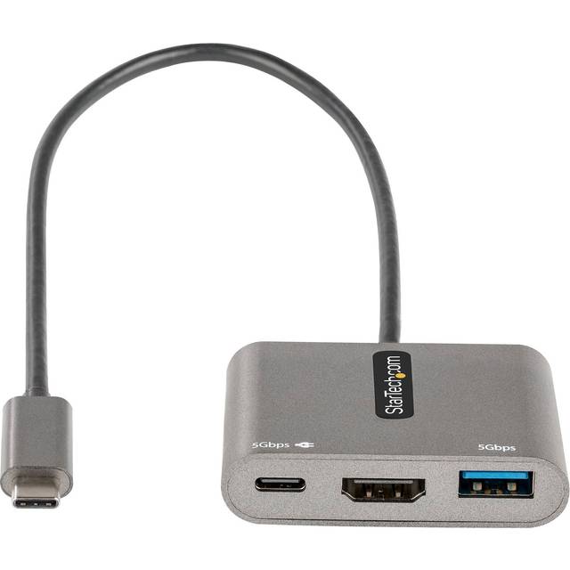 StarTech.com USB-C HDMI-adapter, USB-C till 4K HDMI multiport-adapter, 100 W PD Passthrough, USB 3.0-hubb 5 Gbps (1xtyp-C/1xA), Mini USB-C-docka, USB-C-bärbar USB-C-dockningsstation (CDP2HDUACP2)