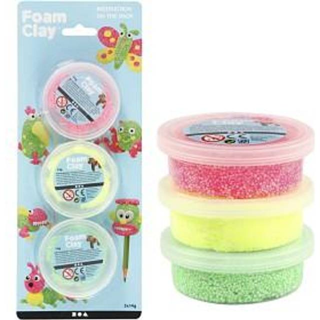 Create Craft - Foam Clay Packs - Lt Green Neon Pink & Yellow