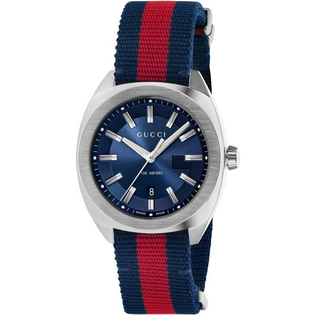 GUCCI GG2570 41MM Quartz Blue Dial Blue/Red Nylon Men's Watch YA142304 - 41 mm