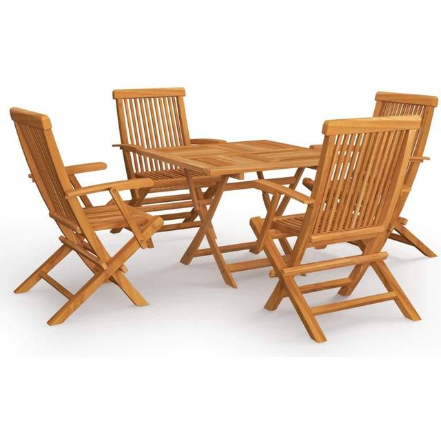 vidaXL 5 Piece Garden Dining Set Solid Teak Wood - Brown