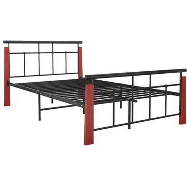 vidaXL Bed Frame without Mattress Metal and Solid Oak Wood 120x200 cm - Black