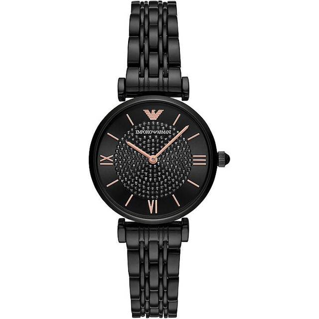 Emporio Armani Womens gianni T-Bar AR11245 Black Stainless-Steel Quartz Dress Watch