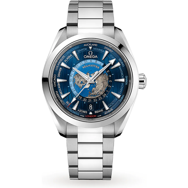 OMEGA Seamaster Aqua Terra 43MM AUTO GMT World Timer Men's Watch 220.10.43.22.03.001 / 22010432203001 - Single Color - 43 mm
