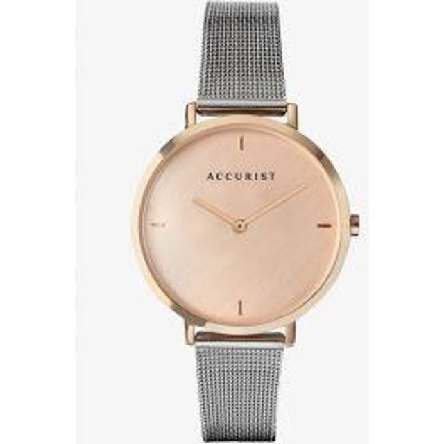 Accurist Pink Dial Ladies Watch Mesh Bracelet 8348